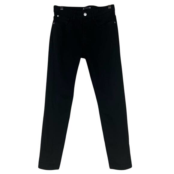 Zara Jeans Womens 29 Black Slim Fit Tapered Mid Rise Cropped Y2K Grunge Classic - Picture 1 of 5